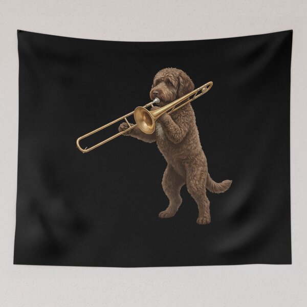Item preview, Portuguese Water Dog Playing Trombone Player Trombonist Dog Lover designed and sold by DoodleTortle.