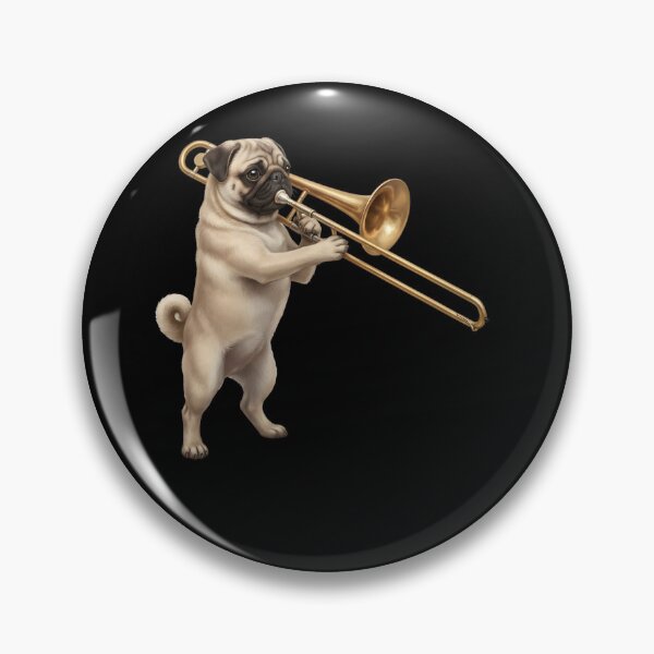 Item preview, Pug Playing Trombone Player Trombonist Dog Lover designed and sold by DoodleTortle.