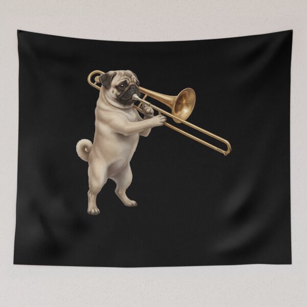 Item preview, Pug Playing Trombone Player Trombonist Dog Lover designed and sold by DoodleTortle.