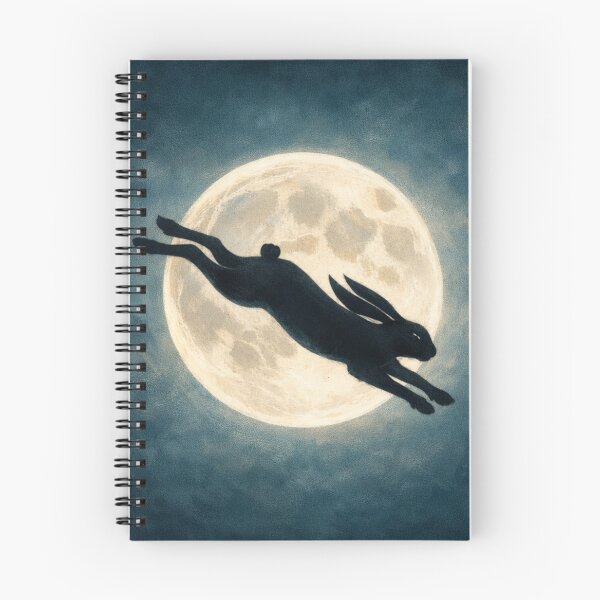 Item preview, Hare Jumping Across Full Moon – Moonlit Rabbit Silhouette Night Sky Art designed and sold by chihuahuashower.