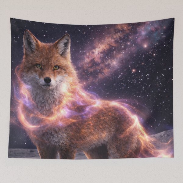 Item preview, Galactic Cosmic Fox – Space Fox Art with Golden Fox Eyes designed and sold by ImaginingNebulae.
