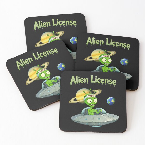 Item preview, Funny Alien License UFO Cartoon designed and sold by madebysiwa.