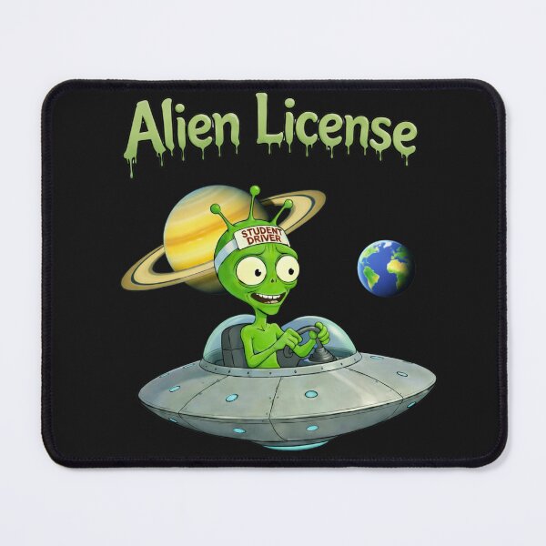 Item preview, Funny Alien License UFO Cartoon designed and sold by madebysiwa.