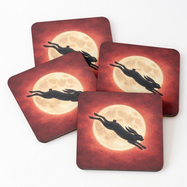 Item preview, Hare Jumping Across Full Moon – Moonlit Hare Silhouette Night Sky Art designed and sold by chihuahuashower.