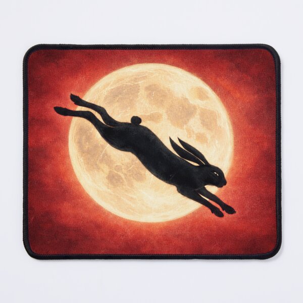 Item preview, Hare Jumping Across Full Moon – Moonlit Hare Silhouette Night Sky Art designed and sold by chihuahuashower.