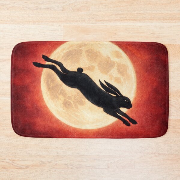 Item preview, Hare Jumping Across Full Moon – Moonlit Hare Silhouette Night Sky Art designed and sold by chihuahuashower.