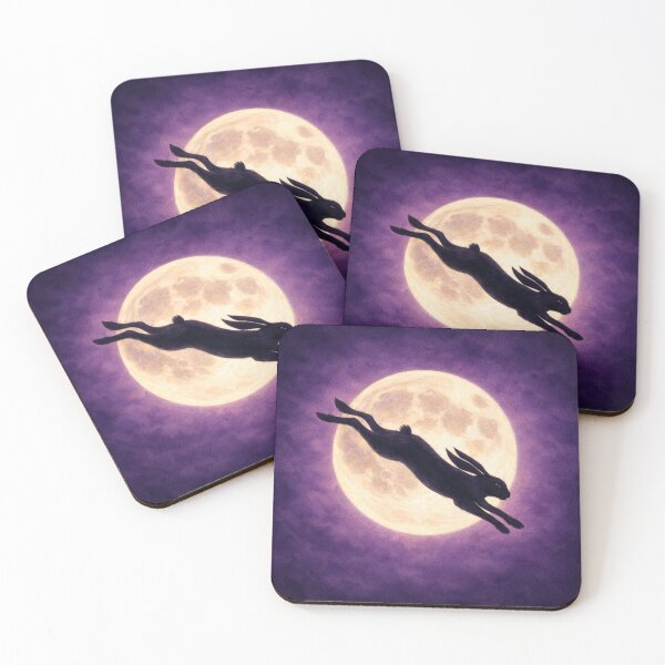 Item preview, Witch Hare Leaping Across Full Moon – Purple Moonlit Hare Silhouette Night Sky Art designed and sold by chihuahuashower.