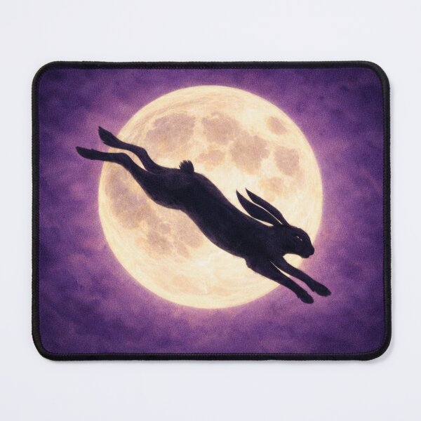 Item preview, Witch Hare Leaping Across Full Moon – Purple Moonlit Hare Silhouette Night Sky Art designed and sold by chihuahuashower.