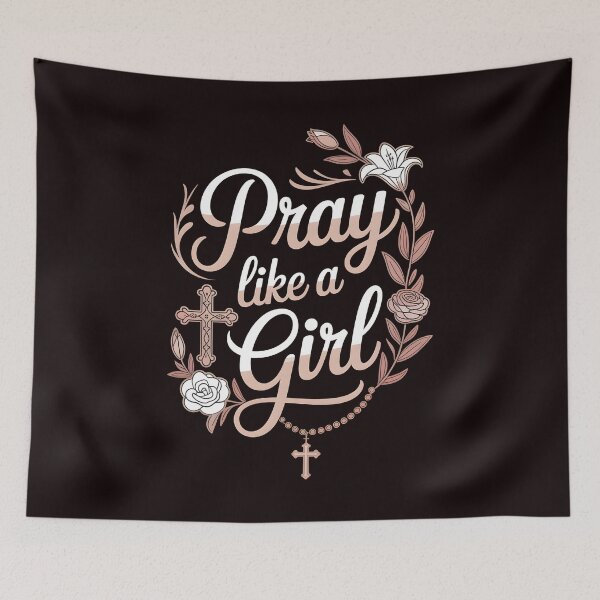 Item preview, Pray Like A Girl Catholic Shirt – Faith Over Fear Catholic Girl Message designed and sold by Redgiant87x.