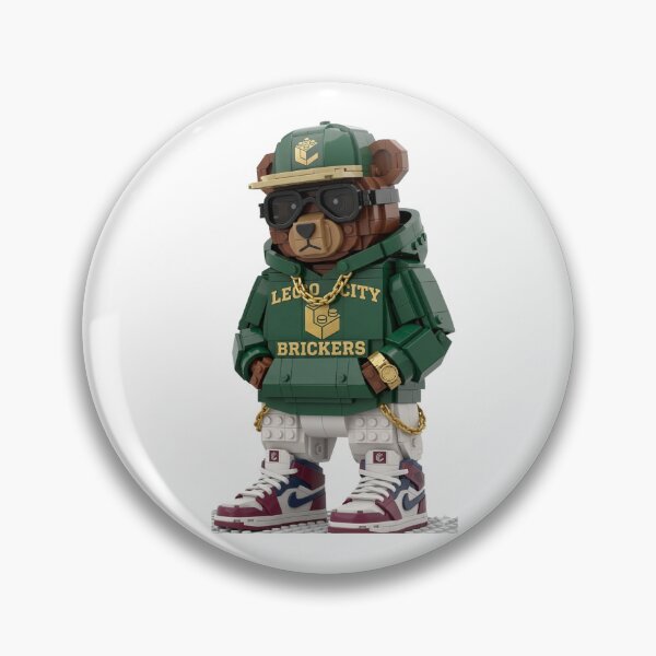 Item preview, Hypebeast Brick Bear Poster - Streetwear Lego Style Art - Urban Bear Wall Decor - Green Hoodie Bear Print - Cool Kids Room Art designed and sold by vaidalee.