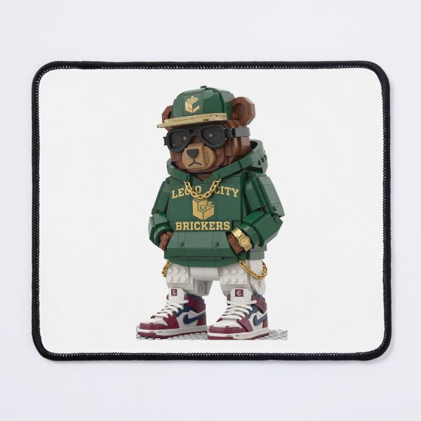 Item preview, Hypebeast Brick Bear Poster - Streetwear Lego Style Art - Urban Bear Wall Decor - Green Hoodie Bear Print - Cool Kids Room Art designed and sold by vaidalee.