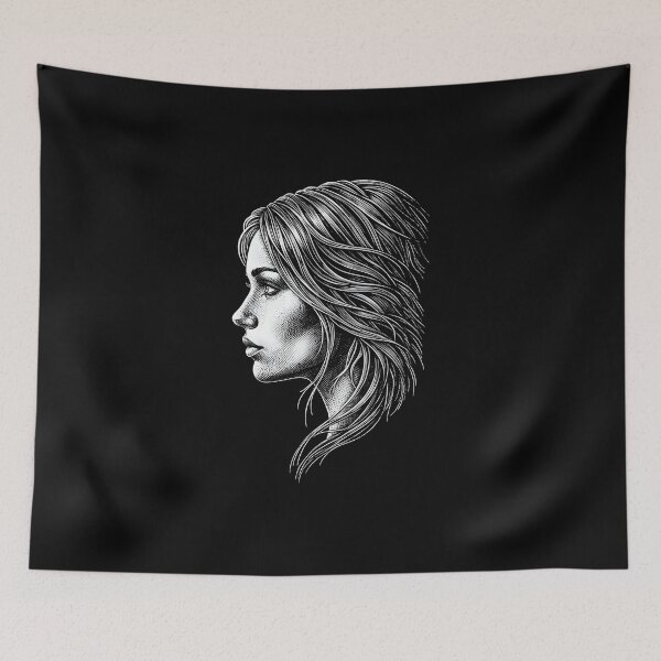 Item preview, Aesthetic female profile line art – minimalist portrait tattoo design designed and sold by Fuechse.
