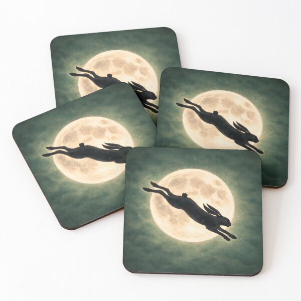 Item preview, Hare Leaping Across Full Moon – Moonlit Hare Silhouette Night Sky Art designed and sold by chihuahuashower.