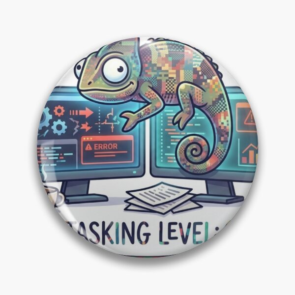 Item preview, Multitasking Level Chaos Funny Remote Work Developer Sticker designed and sold by ZYNORAworld.