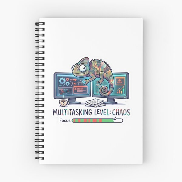 Item preview, Multitasking Level Chaos Funny Remote Work Developer Sticker designed and sold by ZYNORAworld.