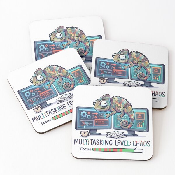 Item preview, Multitasking Level Chaos Funny Remote Work Developer Sticker designed and sold by ZYNORAworld.