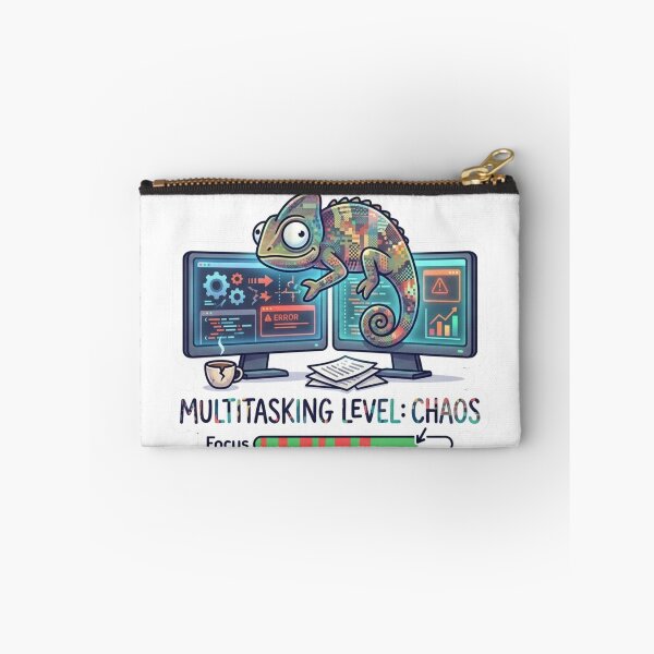 Item preview, Multitasking Level Chaos Funny Remote Work Developer Sticker designed and sold by ZYNORAworld.
