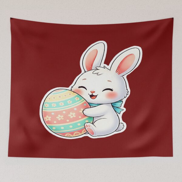 Item preview, Cute Baby Bunny Hugging Easter Egg designed and sold by Dakson Design - Fantasy Art.