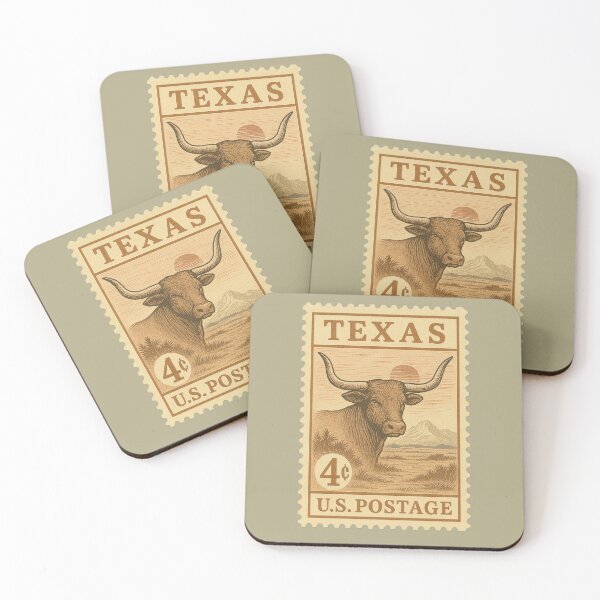 Item preview, Vintage Texas Postage Stamp – Longhorn Steer & Western Sunset designed and sold by sorryNOTsorry.brand.