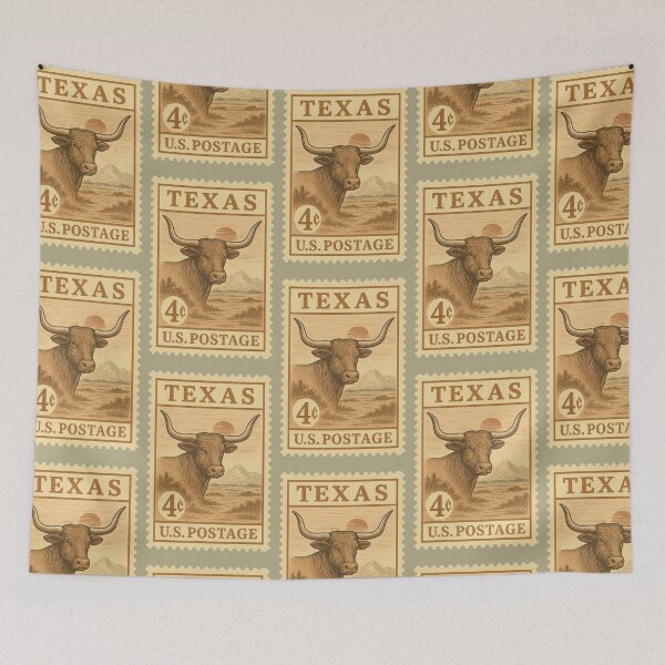 Item preview, Vintage Texas Postage Stamp – Longhorn Steer & Western Sunset designed and sold by sorryNOTsorry.brand.