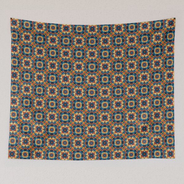 Item preview, Boho Mosaic Pattern in Blue and Orange designed and sold by pASob-dESIGN.