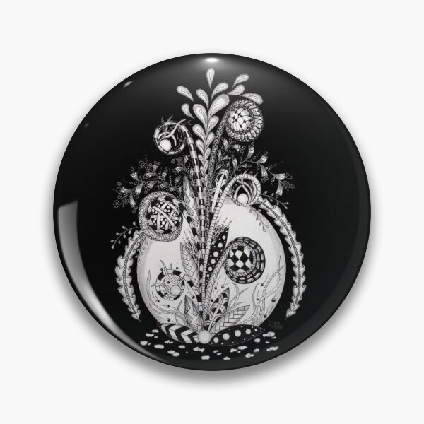 Item preview, Floral plant in tangle design, black background designed and sold by HA-Design-Kunst.