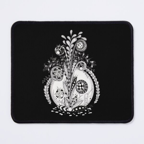 Item preview, Floral plant in tangle design, black background designed and sold by HA-Design-Kunst.