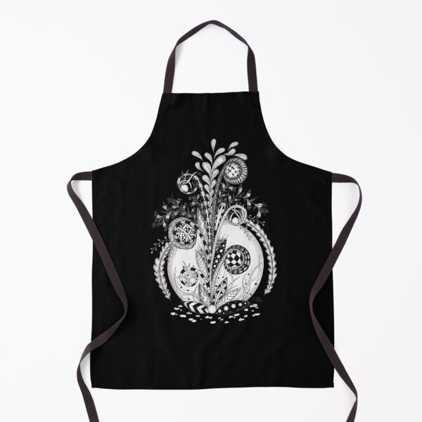 Item preview, Floral plant in tangle design, black background designed and sold by HA-Design-Kunst.