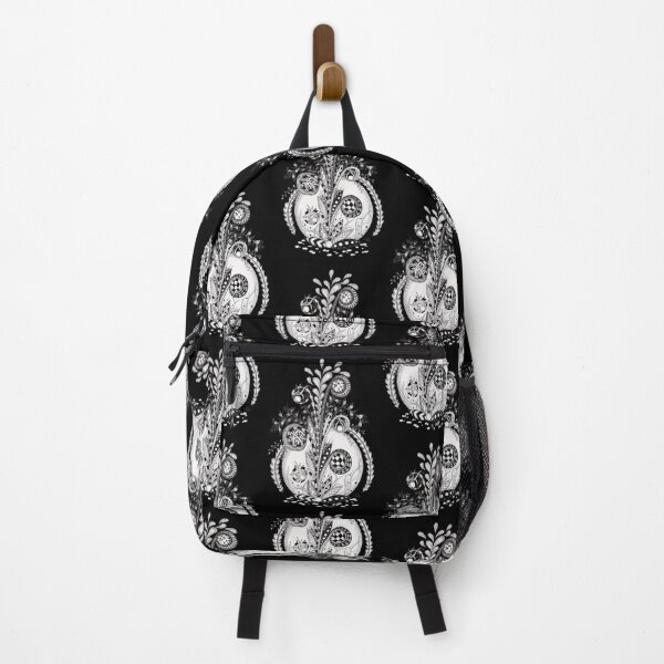 Item preview, Floral plant in tangle design, black background designed and sold by HA-Design-Kunst.