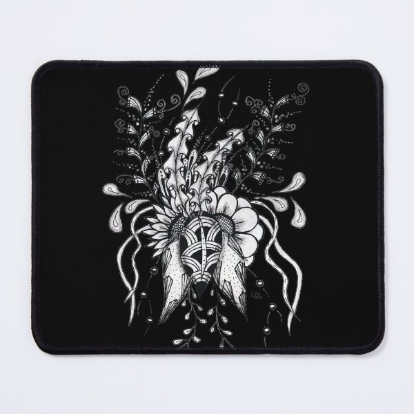 Item preview, Floral swirls in tangle rhythm - black background designed and sold by HA-Design-Kunst.