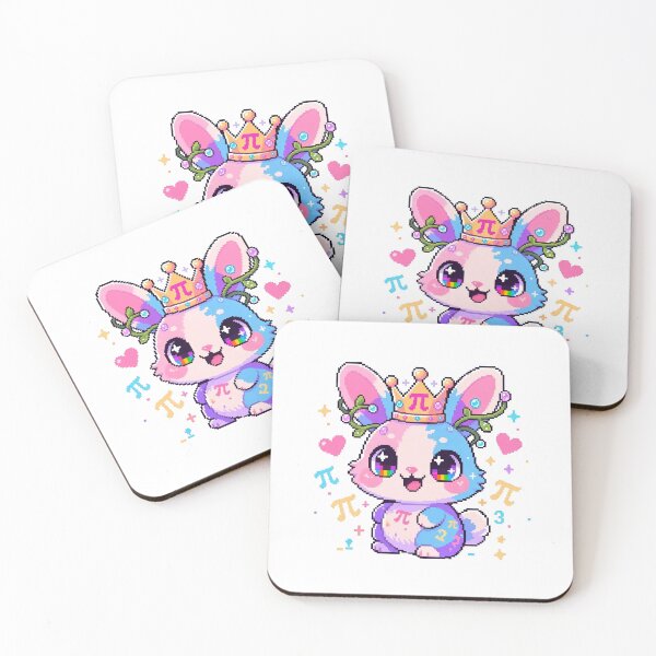 Item preview, Pi Day Nerd Glitch Bunny - White Background Printable Sticker designed and sold by GlitchyBunnyBB.