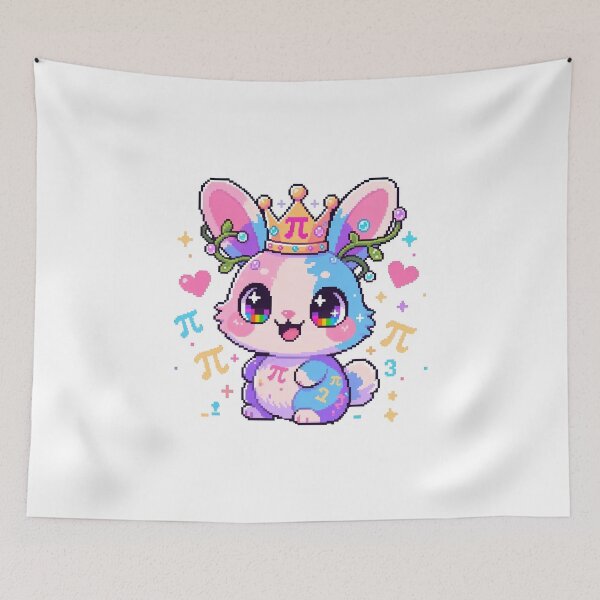 Item preview, Pi Day Nerd Glitch Bunny - White Background Printable Sticker designed and sold by GlitchyBunnyBB.