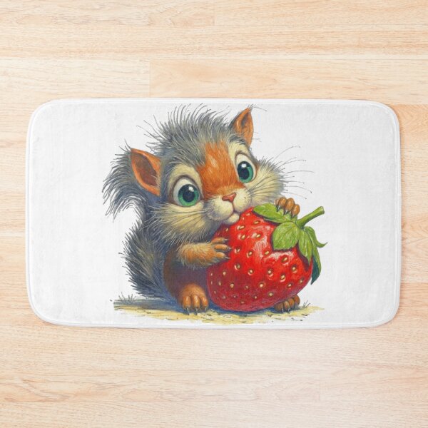 Item preview, Cute Little Squirrel with a Big Red Strawberry designed and sold by CHRIST5000.