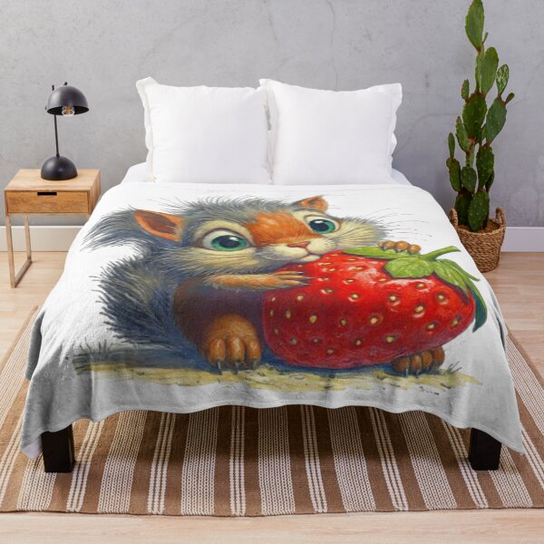 Item preview, Cute Little Squirrel with a Big Red Strawberry designed and sold by CHRIST5000.
