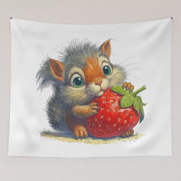 Item preview, Cute Little Squirrel with a Big Red Strawberry designed and sold by CHRIST5000.