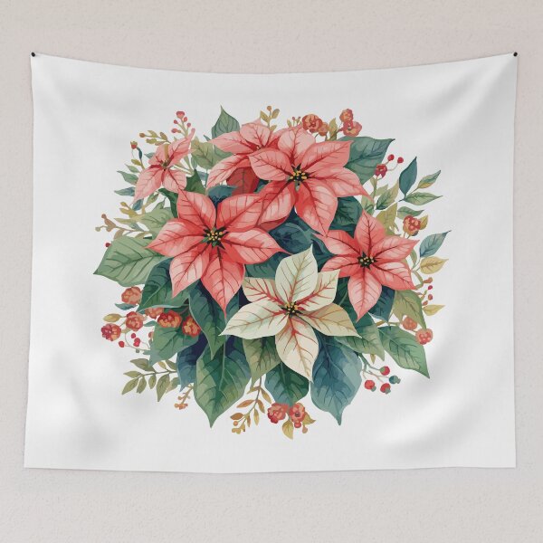 Item preview, Vibrant Winter Bloom: A Watercolor Poinsettia Masterpiece designed and sold by GreenBotanist.