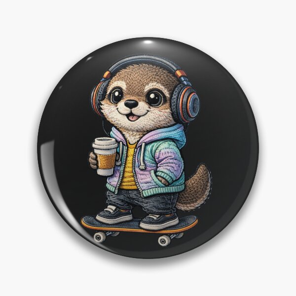 Item preview, Cute Chibi Otter Music Lover – Kawaii Otter With Headphones Embroidered Patch Style designed and sold by ColorSplash123.