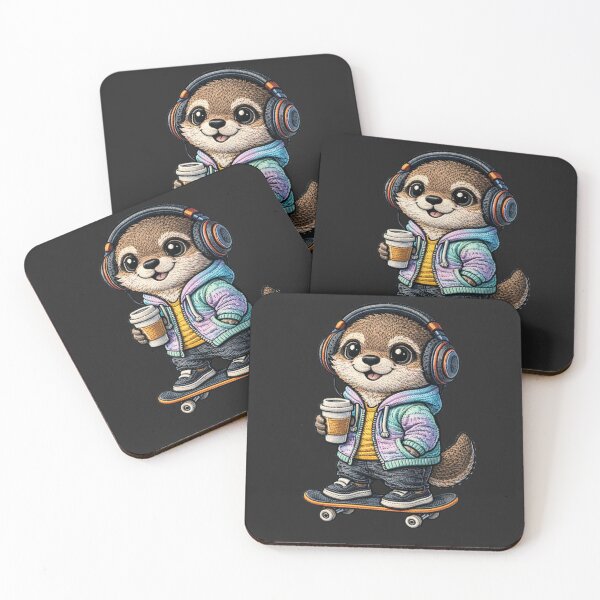 Item preview, Cute Chibi Otter Music Lover – Kawaii Otter With Headphones Embroidered Patch Style designed and sold by ColorSplash123.