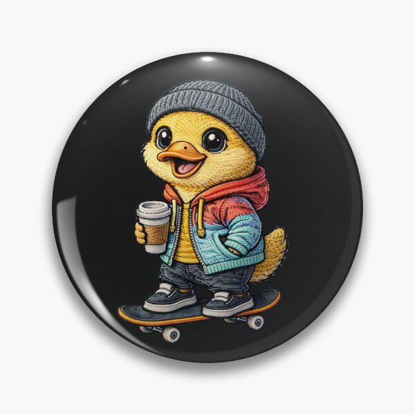 Item preview, Cute Chibi Duck Skateboarding – Kawaii Skater Duck Streetwear Embroidered Patch Style designed and sold by ColorSplash123.