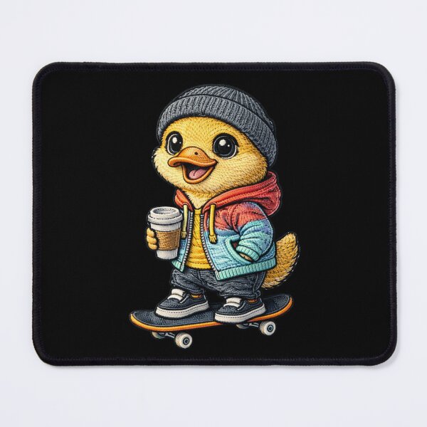 Item preview, Cute Chibi Duck Skateboarding – Kawaii Skater Duck Streetwear Embroidered Patch Style designed and sold by ColorSplash123.