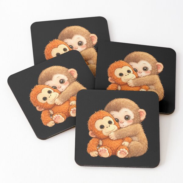 Item preview, Cute Cartoon Japanese Monkey Hugging Plush Toy designed and sold by Shape Snip Studio.