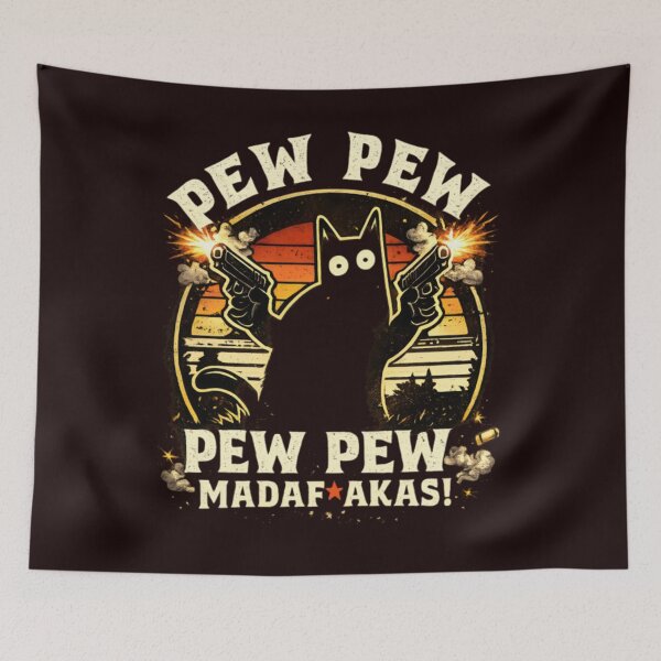 Item preview, Funny Cat Butt Pew Pew Vintage Sunset Retro Graphic designed and sold by CatLovers Studio.