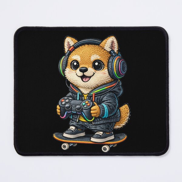 Item preview, Cute Gamer Shiba Inu – Kawaii Shiba Dog Gaming Controller Embroidered Patch Style designed and sold by ColorSplash123.