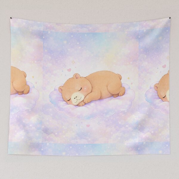 Item preview, Sleepy Capybara on Dreamy Cloud – Cute Kawaii Pastel Capybara Illustration designed and sold by Honey-Pastel.