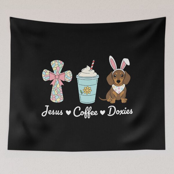 Item preview, Jesus Coffee & Doxie Bunny Cute Dachshund Easter Christian designed and sold by OlakunleOloroz.