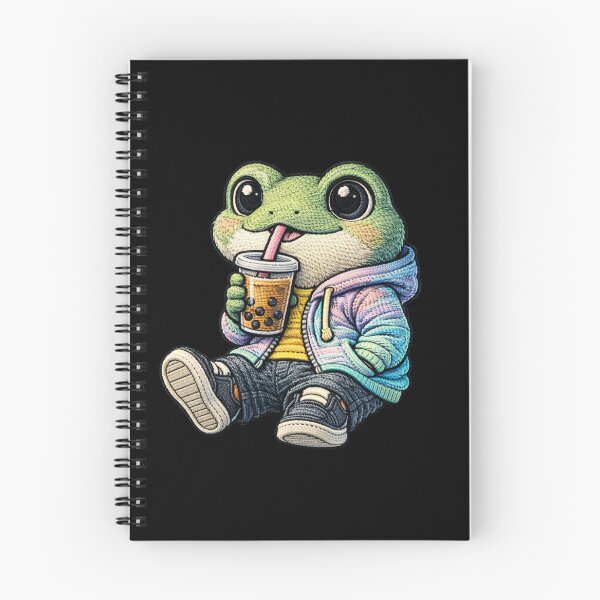 Item preview, Cute Chill Frog With Bubble Tea – Kawaii Frog Boba Tea Streetwear Embroidered Patch Style designed and sold by ColorSplash123.