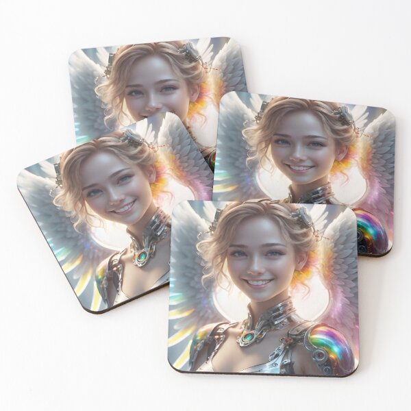 Item preview, Iridescent Cyber Angel - Futuristic Goddess Digital Art designed and sold by masabo.