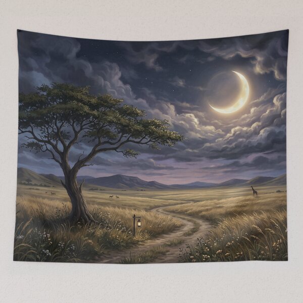 Item preview, Moonlit savannah nightscape designed and sold by Sigtrix.