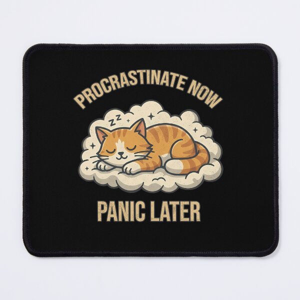 Item preview, Procrastinate Now Panic Later Sleeping Cat Funny Kitten On Cloud Sarcastic Graphic designed and sold by Collagedream.