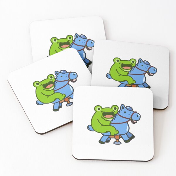 Item preview, Happy Green Frog Riding a Blue Spring Rocking Horse Toy designed and sold by Yael Weiss.